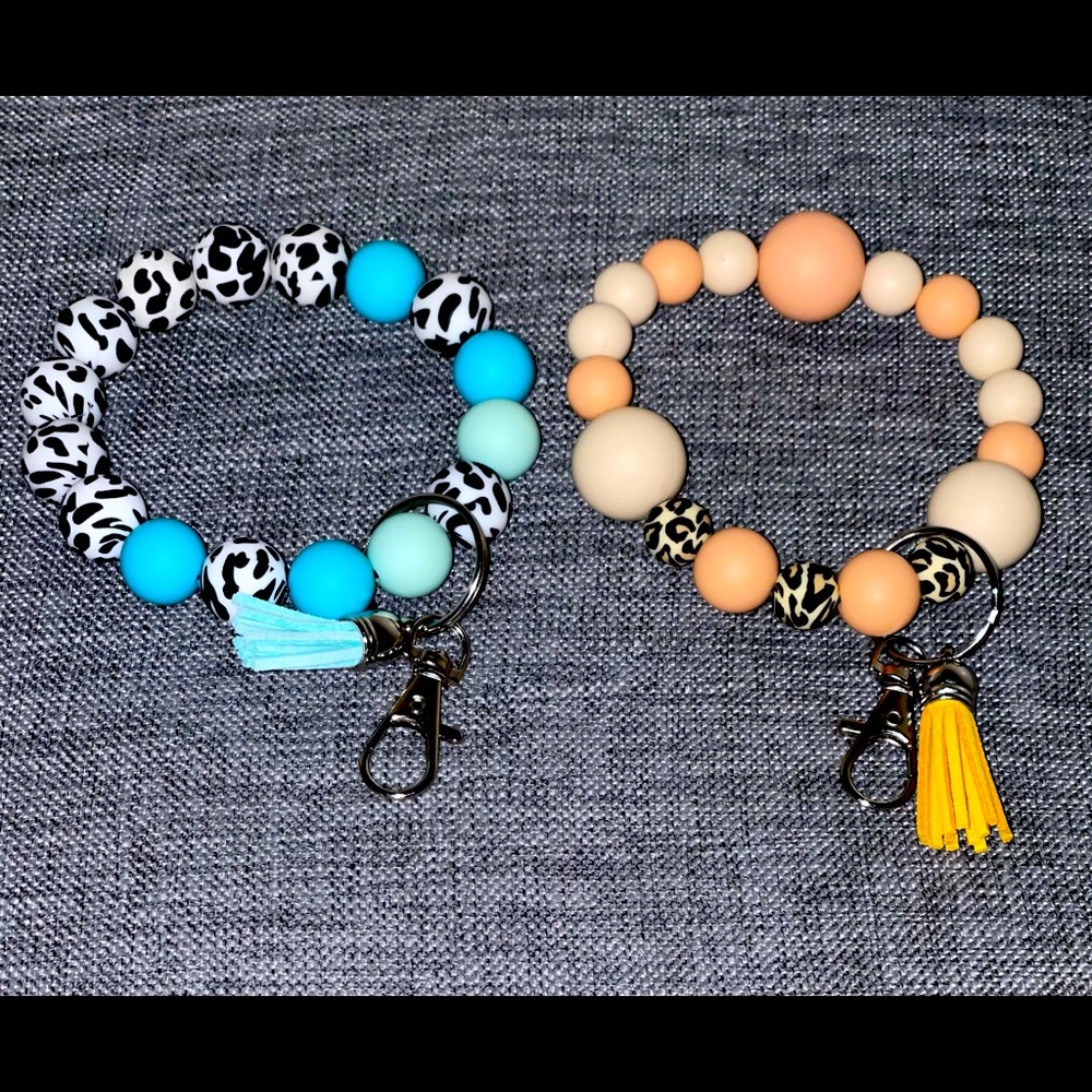 Set of TWO silicone wristlet keychains